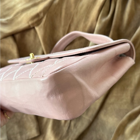 SOLD - CHANEL Pink Calfskin Wild Stitches Vintage Handle Flap Bag Large GHW - Picture 6 of 16